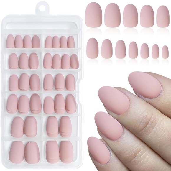 120 Matte Almond Short Oval Press On Nails - Picture 1 of 6